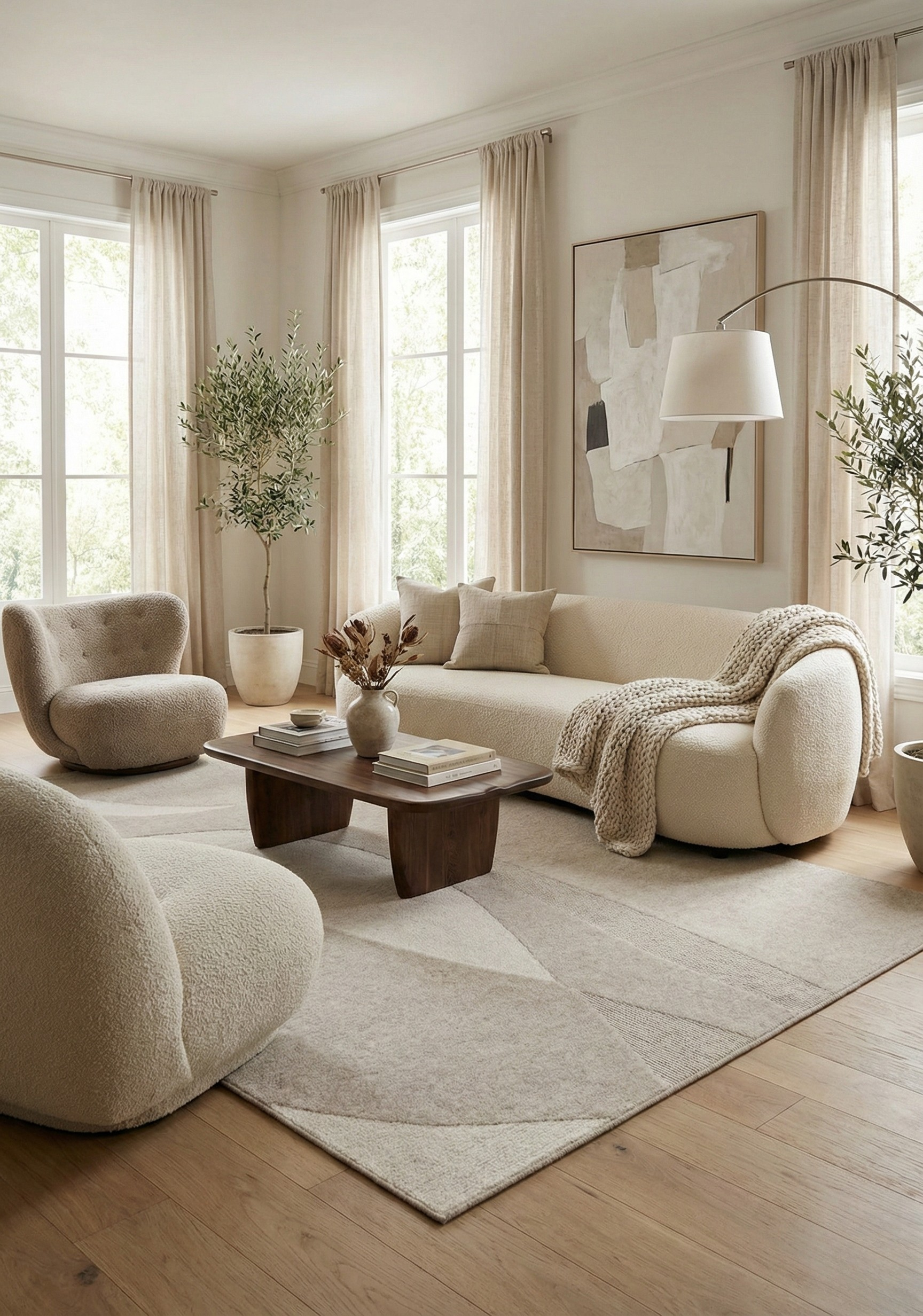 Tappeto Moderno in Lana e Cotone - Clay 9 - Beige/Grigio - CarpetLiving