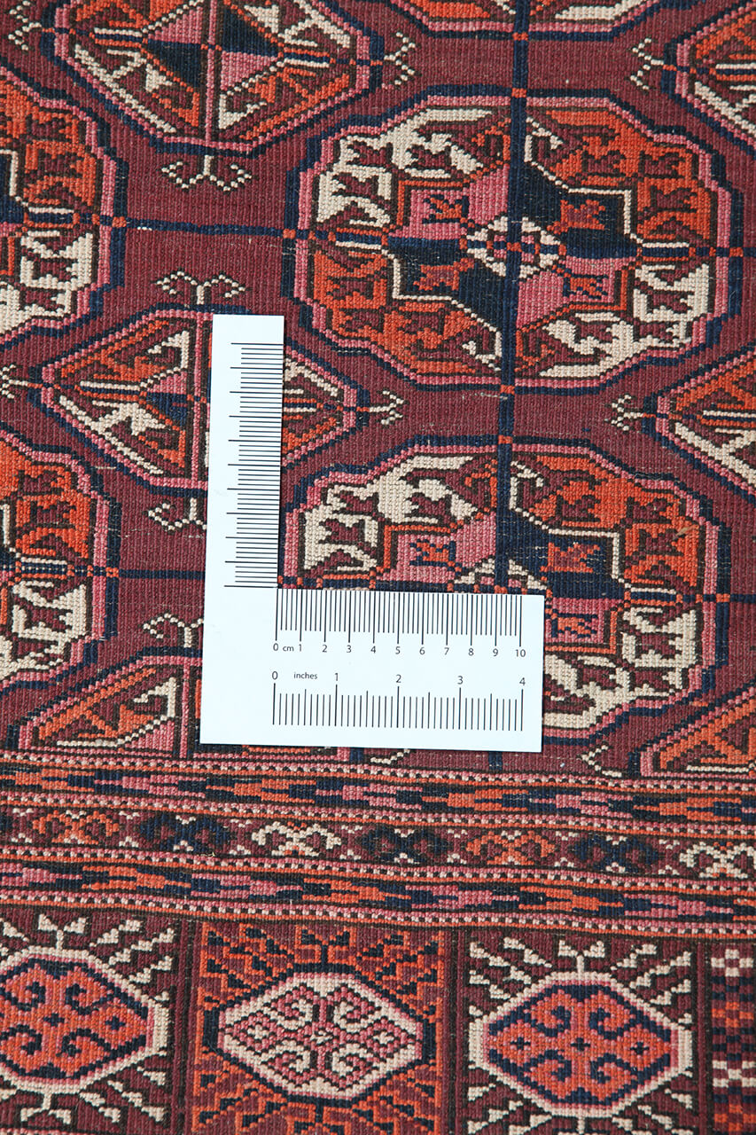 Antique Bouchara Oriental Rug: Authentic Turkmen Rug 241x143cm