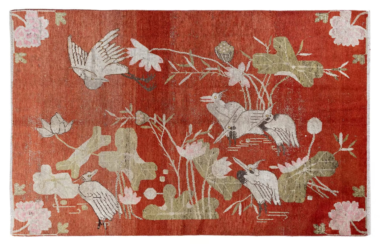 Tappeto Antico Samarcanda Autentico in Lana - 243 x 152 cm