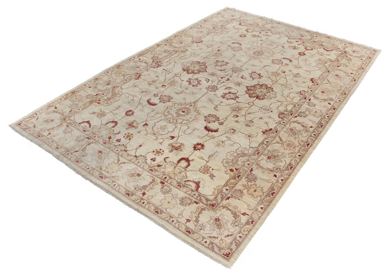 Tappeto Ziegler Beige in Lana, fatto a mano, 540x374cm