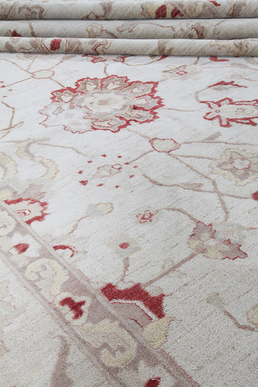 Tappeto Ziegler Beige in Lana, fatto a mano, 540x374cm