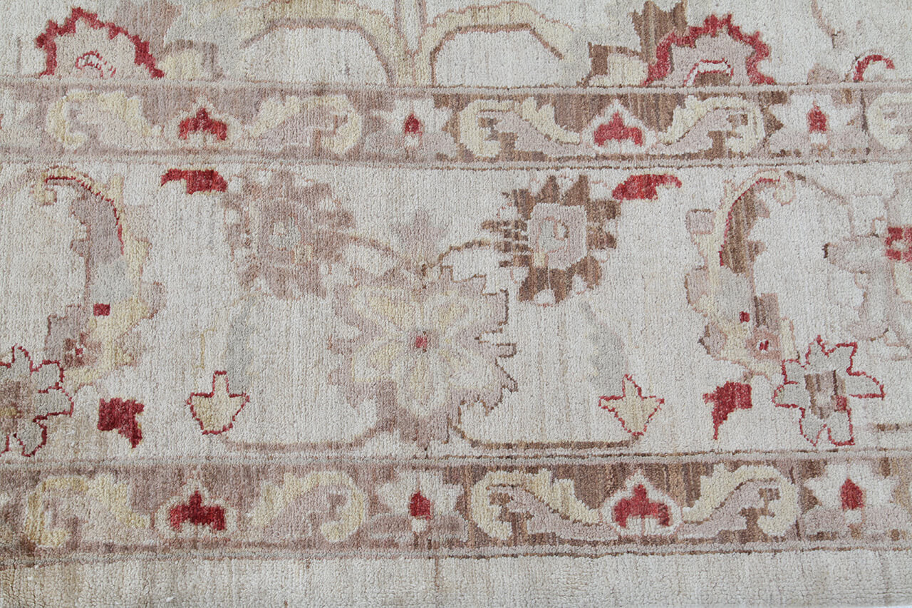 Tappeto Ziegler Beige in Lana, fatto a mano, 540x374cm