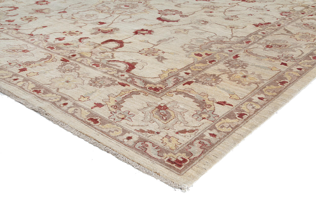 Tappeto Ziegler Beige in Lana, fatto a mano, 540x374cm