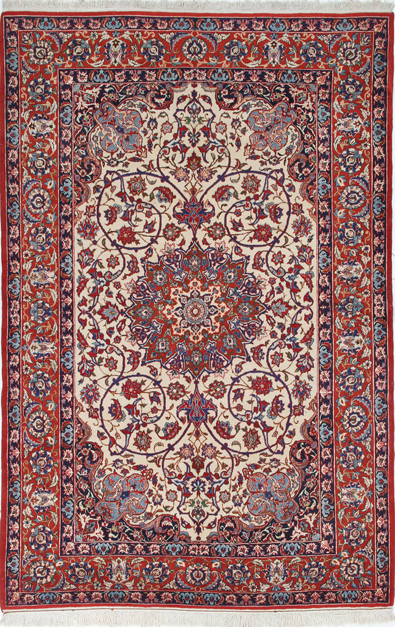 Authentic Antique Persian Isfahan Rug | Hand-Knotted 244x144cm