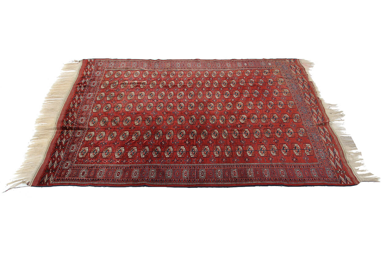 Antique Bouchara Oriental Rug: Authentic Turkmen Rug 302x207cm