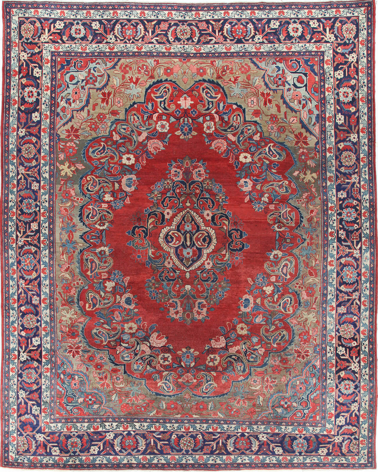 Tappeto Mahal Antico Persiano Autentico | Annodato a Mano 339x275cm