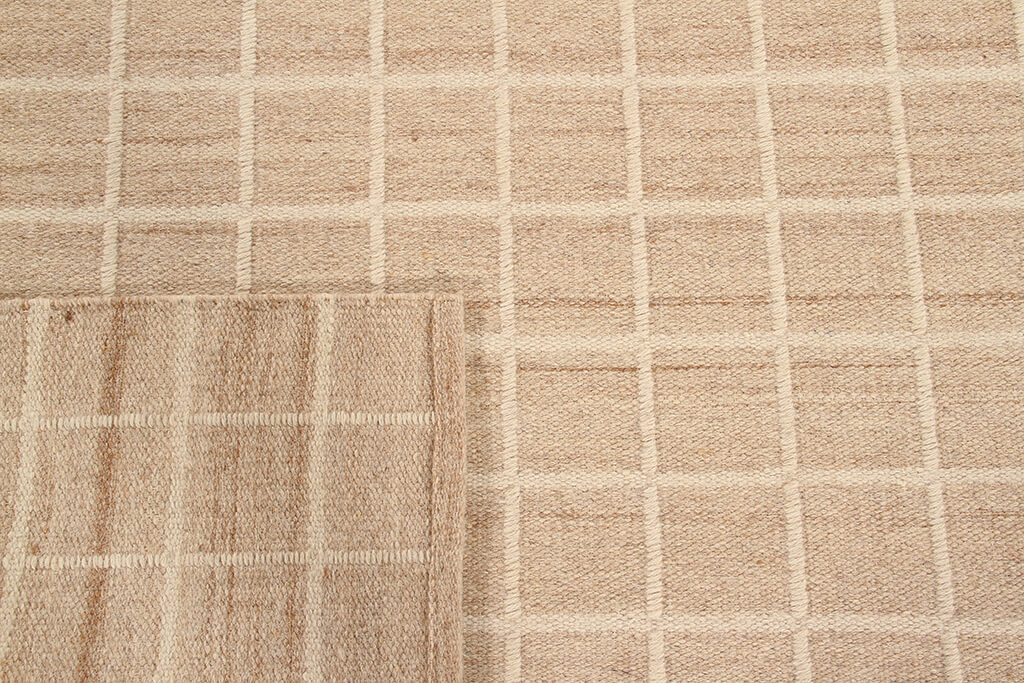 Tappeto Kilim Moderno in Lana e Cotone - Realizzato a mano - Avorio | Ideale per Soggiorno, Camera da Letto, Sala da Pranzo