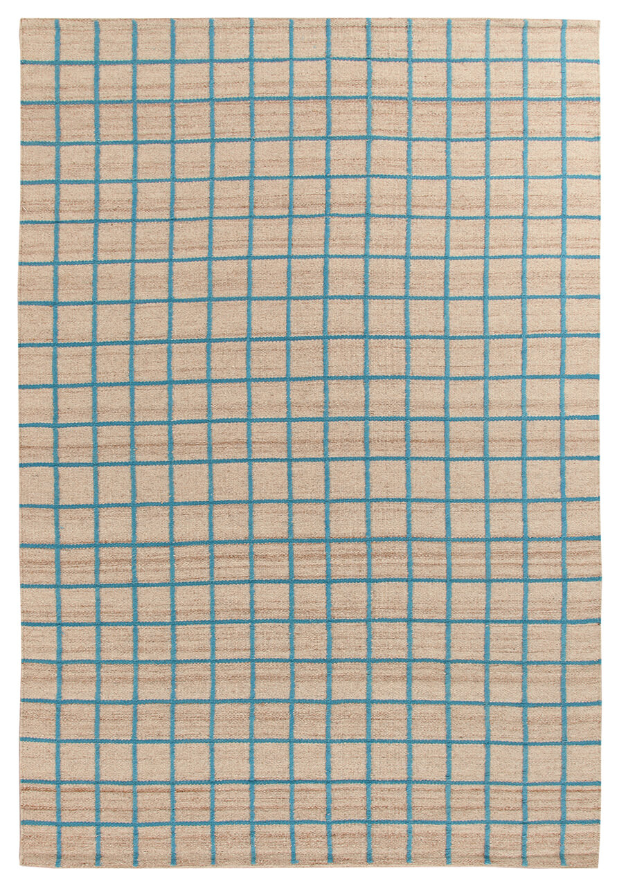 Tappeto Kilim Moderno in Lana e Cotone - Realizzato a mano - Blu chiaro | Ideale per Soggiorno, Camera da Letto, Sala da Pranzo