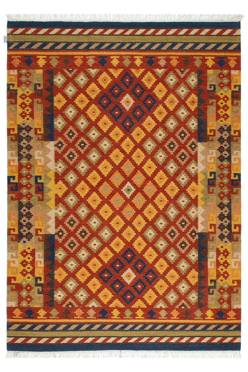 Tappeto Kilim in Lana - Fatto a Mano - KILIM SIVAS - Stile Etnico Tradizionale - Materiali Sostenibili