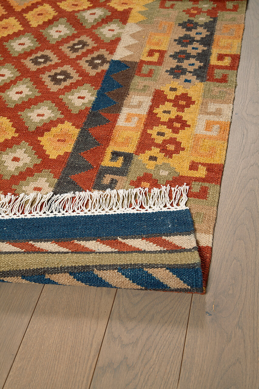 Tappeto Kilim in Lana - Fatto a Mano - KILIM SIVAS - Stile Etnico Tradizionale - Materiali Sostenibili