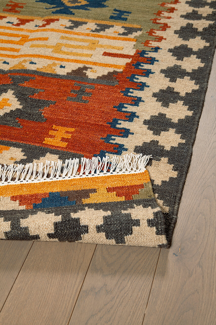 Tappeto Kilim in Lana - Fatto a Mano - KILIM SIVAS - Stile Etnico Tradizionale - Materiali Sostenibili