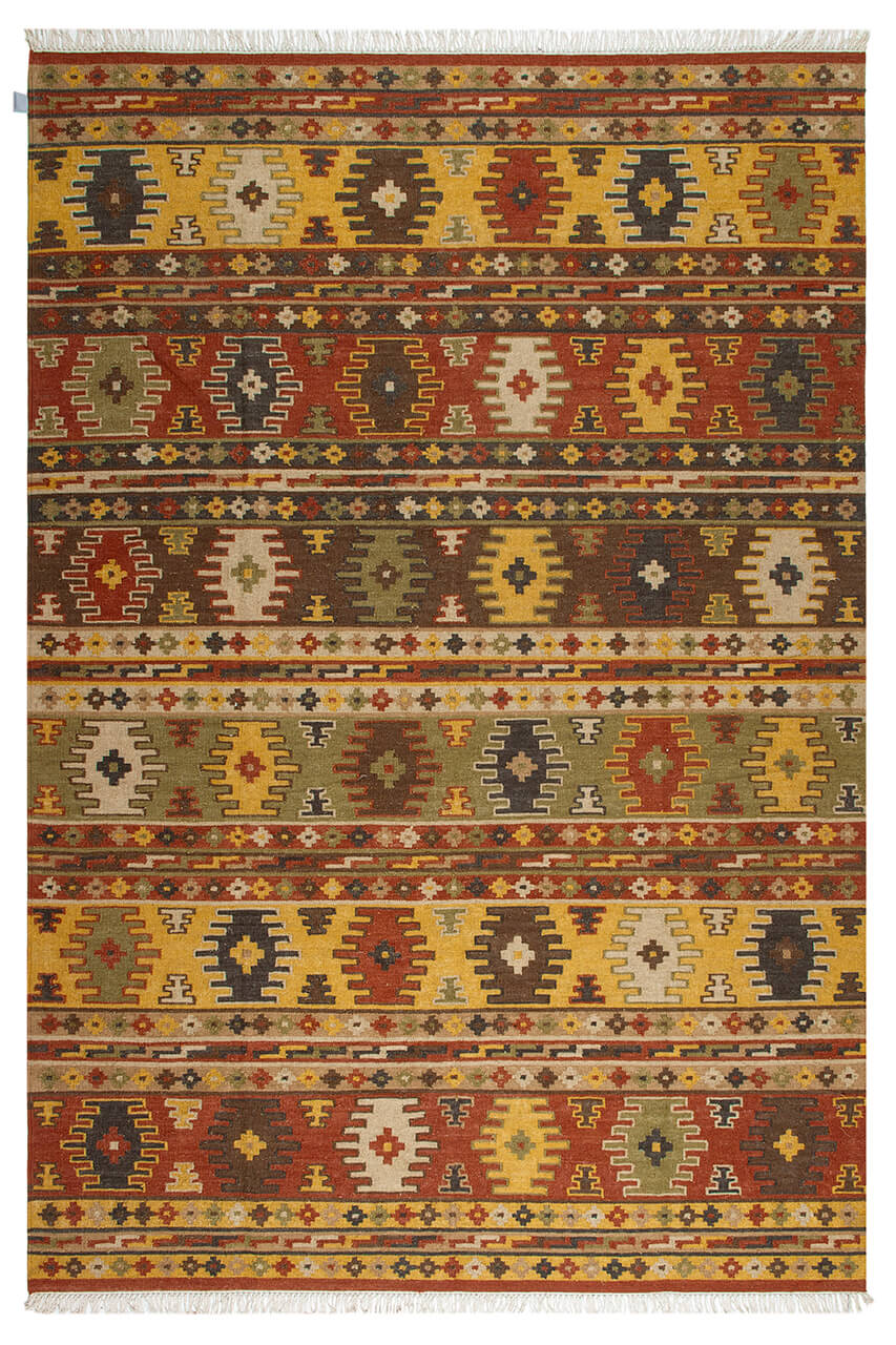 Tappeto Kilim in Lana - Fatto a Mano - KILIM SIVAS - Stile Etnico Tradizionale - Materiali Sostenibili