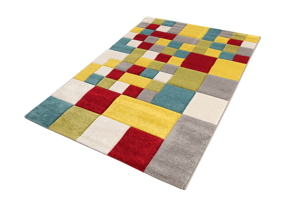 Tappeto Moderno Allegra - Multicolore - Morbido e Antiscivolo | Ideale per Soggiorno, Camera da letto e Cameretta