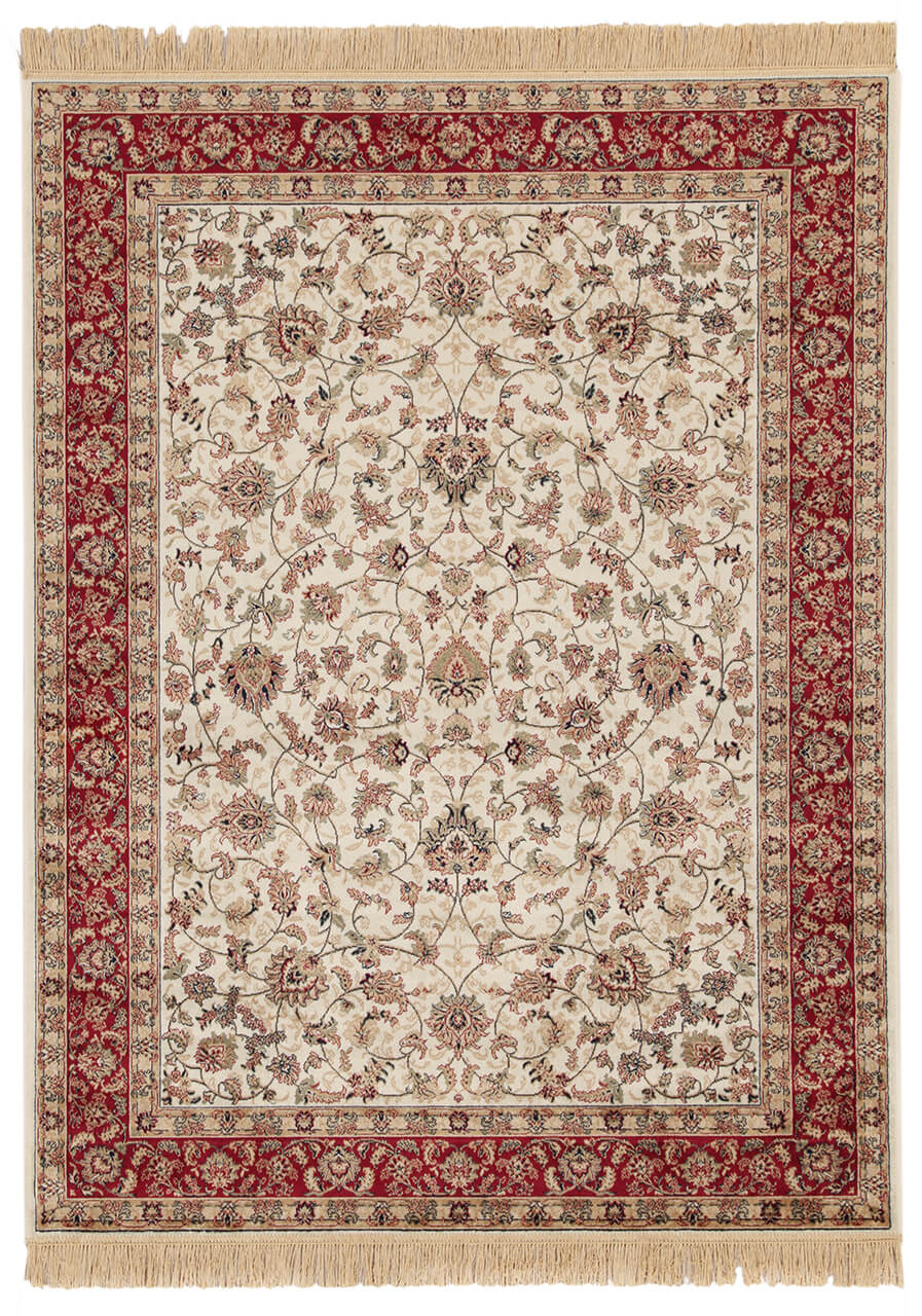 Tappeto Classico Orientale Avorio Rosso - Farshian Hereke - Ideale per Soggiorno, Sala da Pranzo, Camera da Letto
