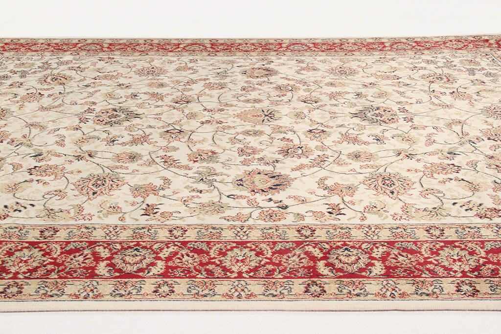 Tappeto Classico Orientale Avorio Rosso - Farshian Hereke - Ideale per Soggiorno, Sala da Pranzo, Camera da Letto