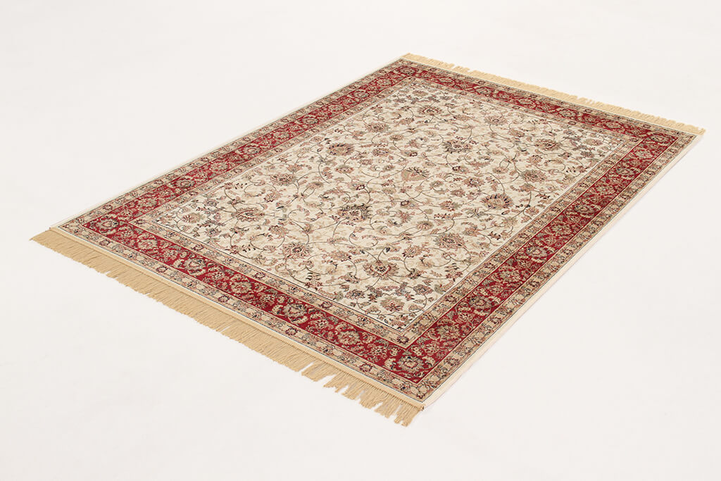 Tappeto Classico Orientale Avorio Rosso - Farshian Hereke - Ideale per Soggiorno, Sala da Pranzo, Camera da Letto