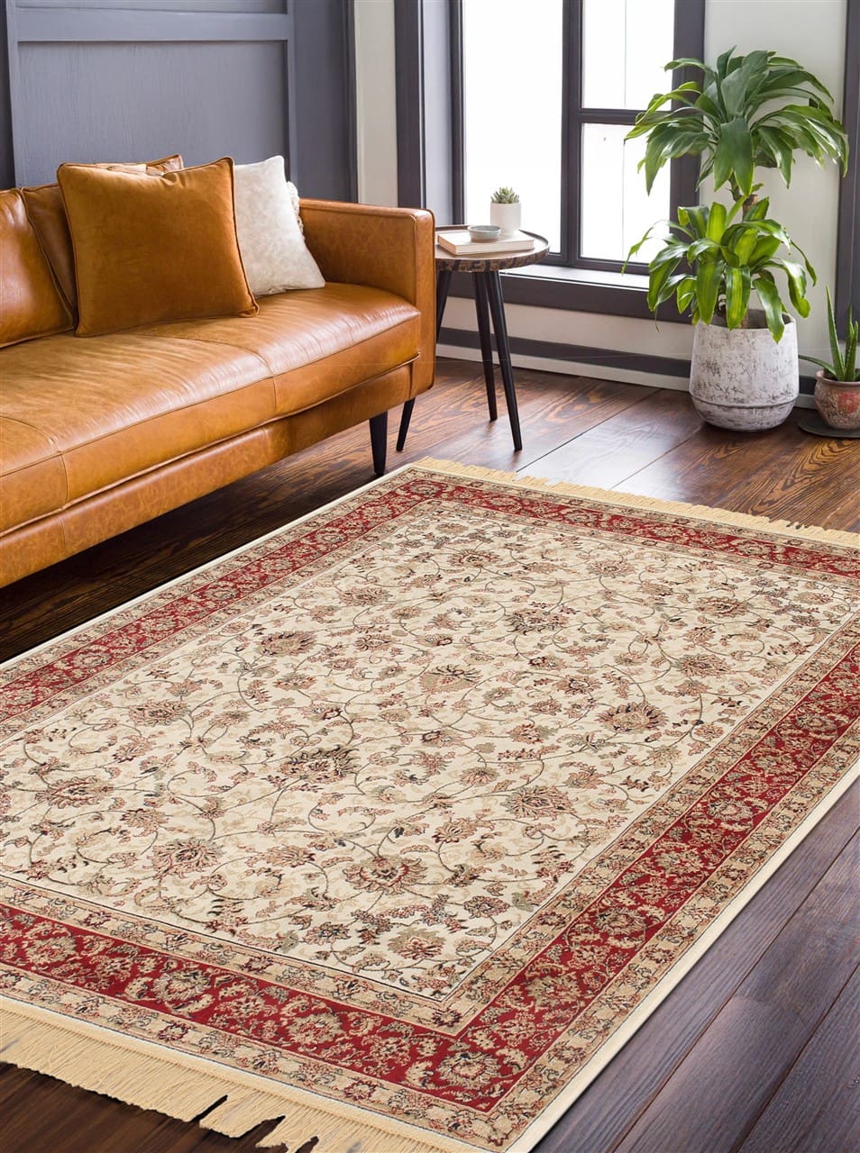 Tappeto Classico Orientale Avorio Rosso - Farshian Hereke - Ideale per Soggiorno, Sala da Pranzo, Camera da Letto