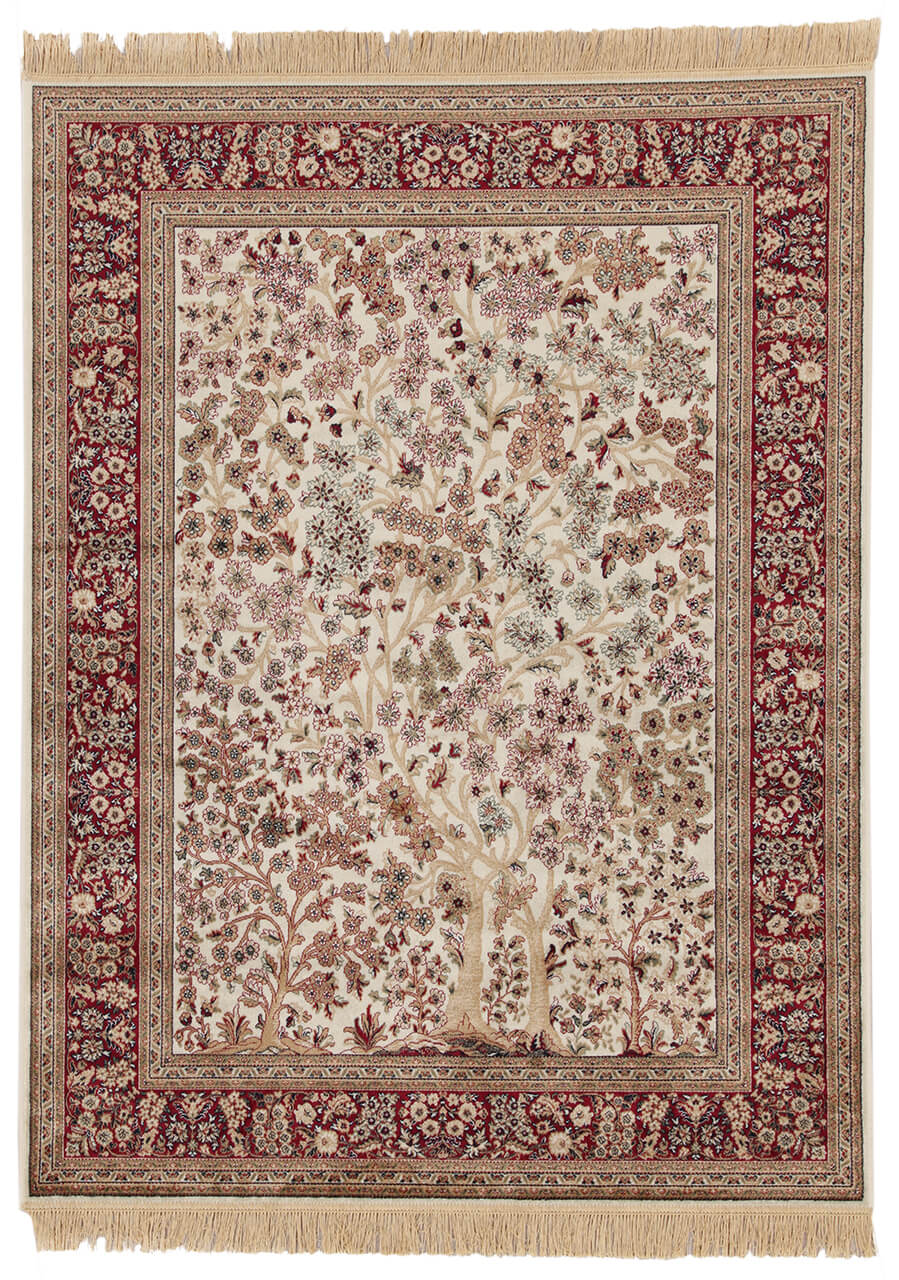 Tappeto Classico Orientale Avorio Rosso - Farshian - Ideale per Soggiorno, Sala da Pranzo, Camera da Letto