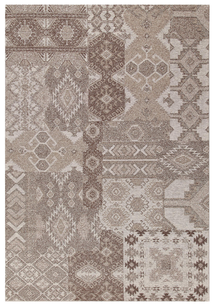 Tappeto Velluto Etnik – Patchwork Geometrico – Beige Marrone