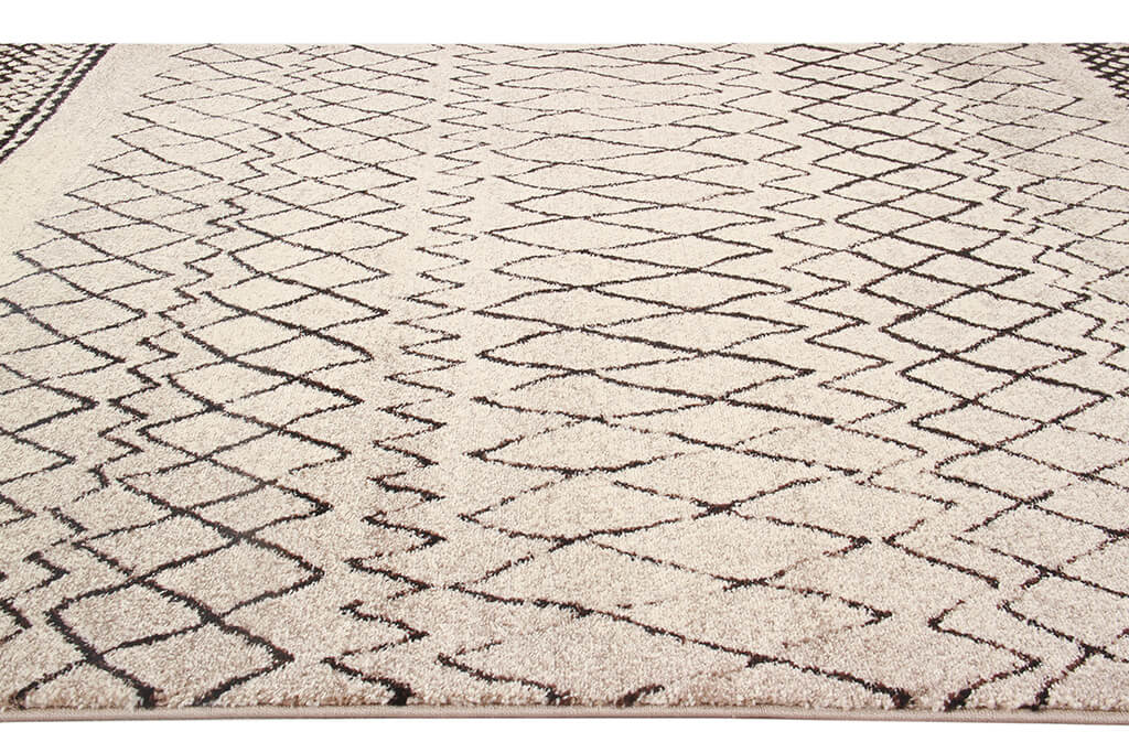 Tappeto Bianco Tribale Amira 4 - Antiscivolo - Ideale per Soggiorno e Camera da Letto