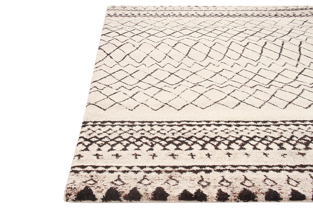 Tappeto Bianco Tribale Amira 4 - Antiscivolo - Ideale per Soggiorno e Camera da Letto