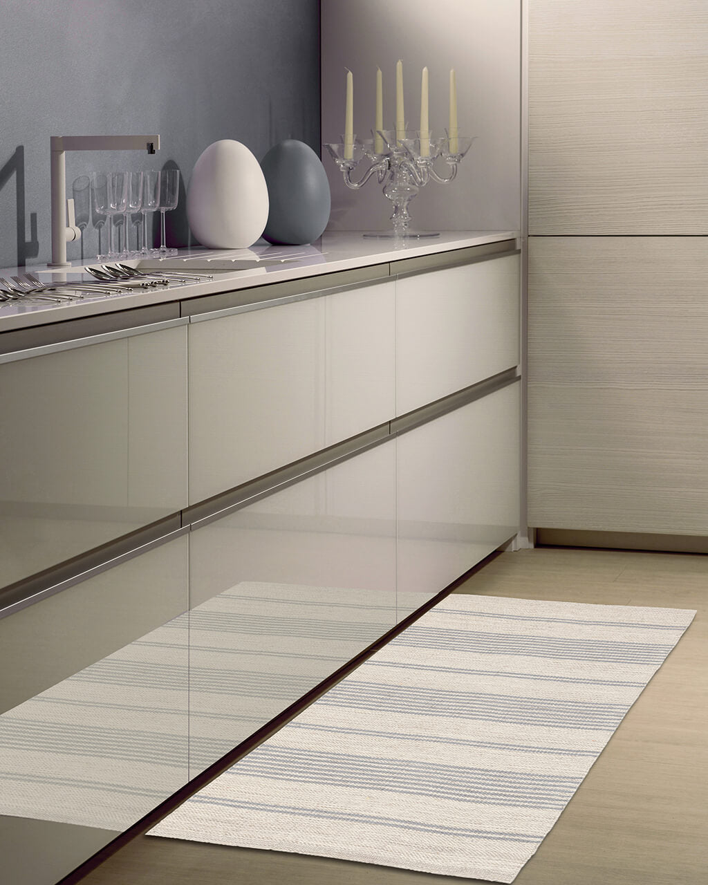 Tappeto in Cotone Grigio - Lavabile in Lavatrice | Ideale per la Cucina e il Bagno
