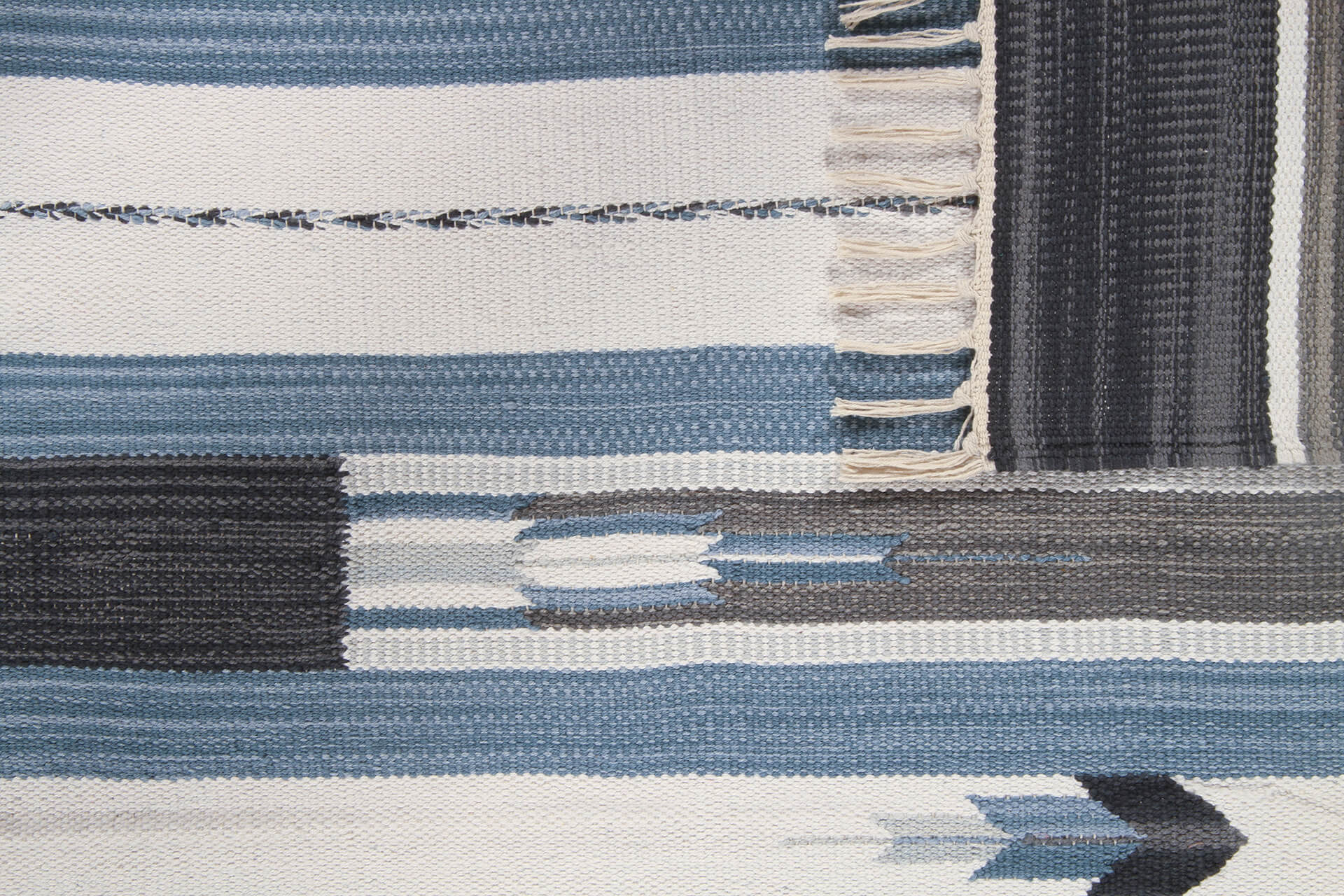 Tappeto Kilim DURRIE in Cotone - uso Doubleface - Blu e Bianco | Ideale per Bagno e Cucina