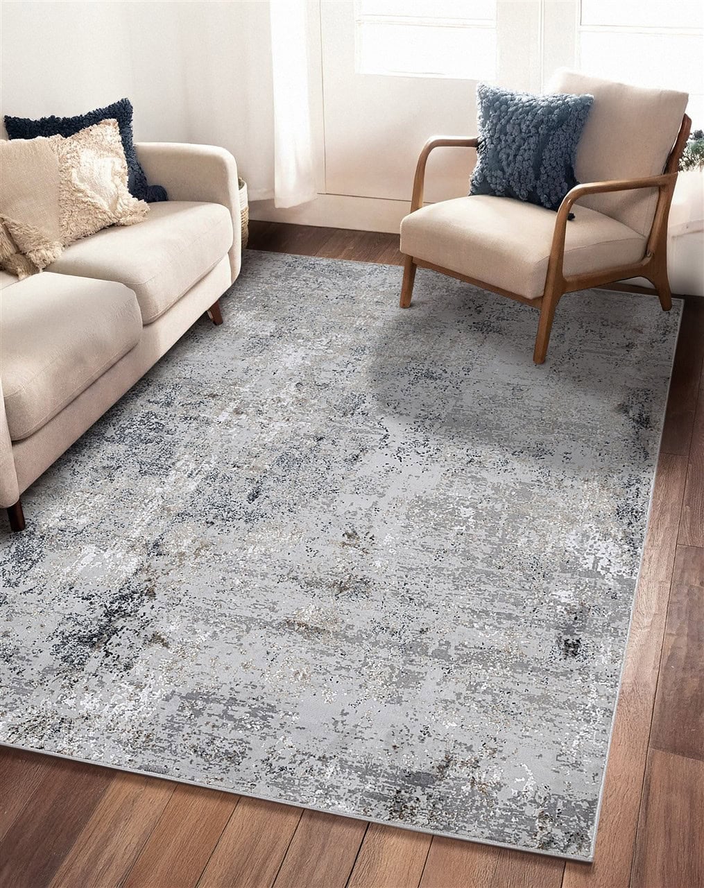 Tappeto Moderno MONFORT A Nero Beige - Design Contemporaneo Astratto - CarpetLiving