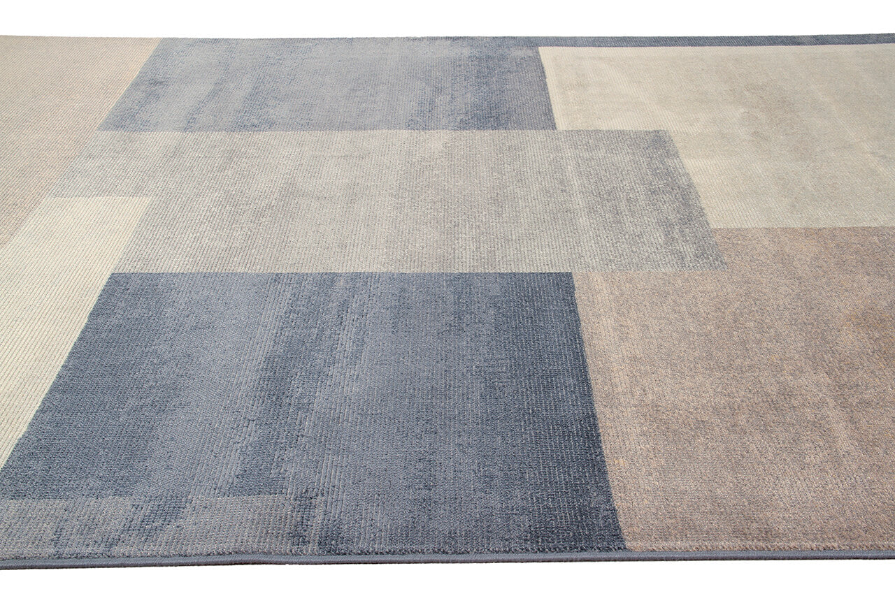 Tappeto Moderno Premium Stile Geometrico Alan 1 Grigio e Blu
