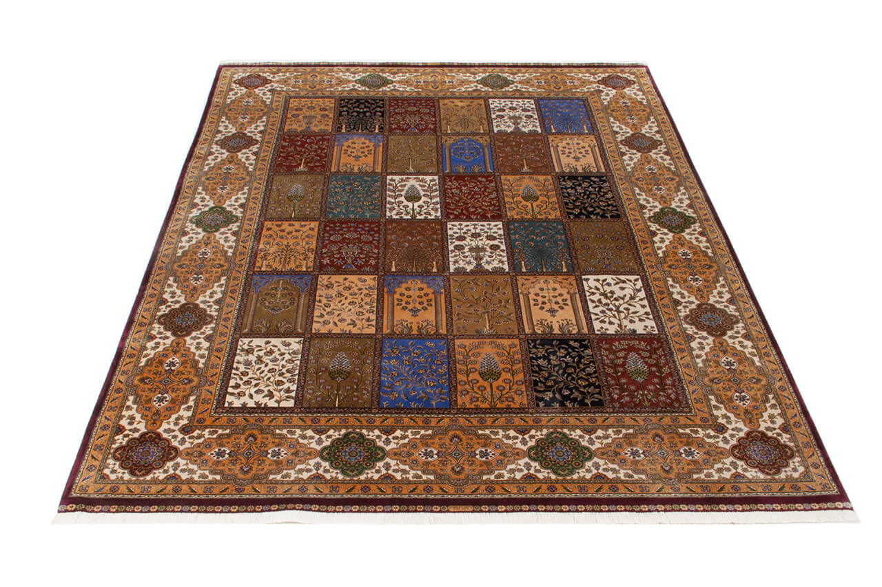 Tappeto Stile Orientale Qoum Shah - Effetto Seta - Disegno Classico - Multicolore