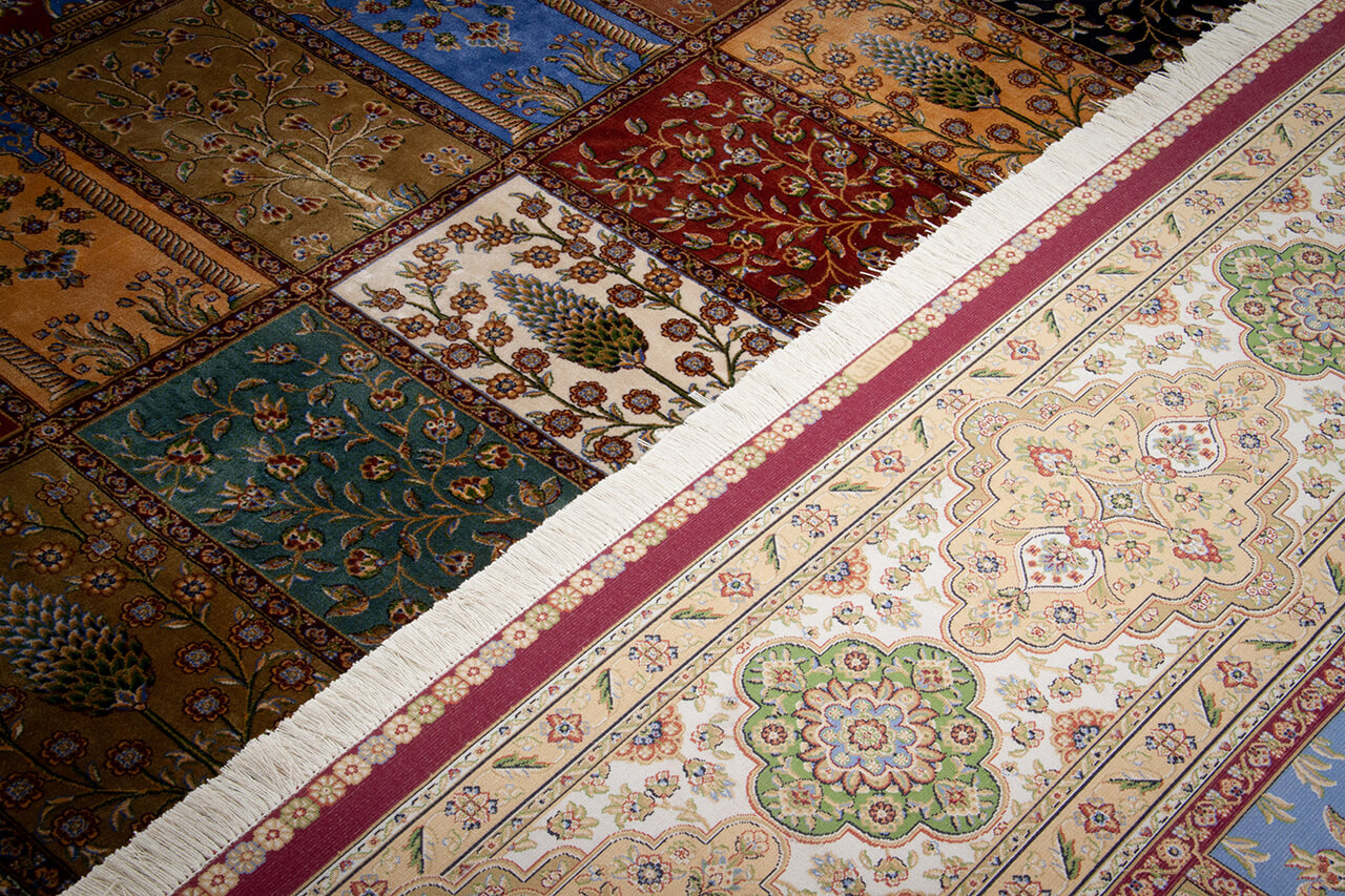 Tappeto Stile Orientale Qoum Shah - Effetto Seta - Disegno Classico - Multicolore