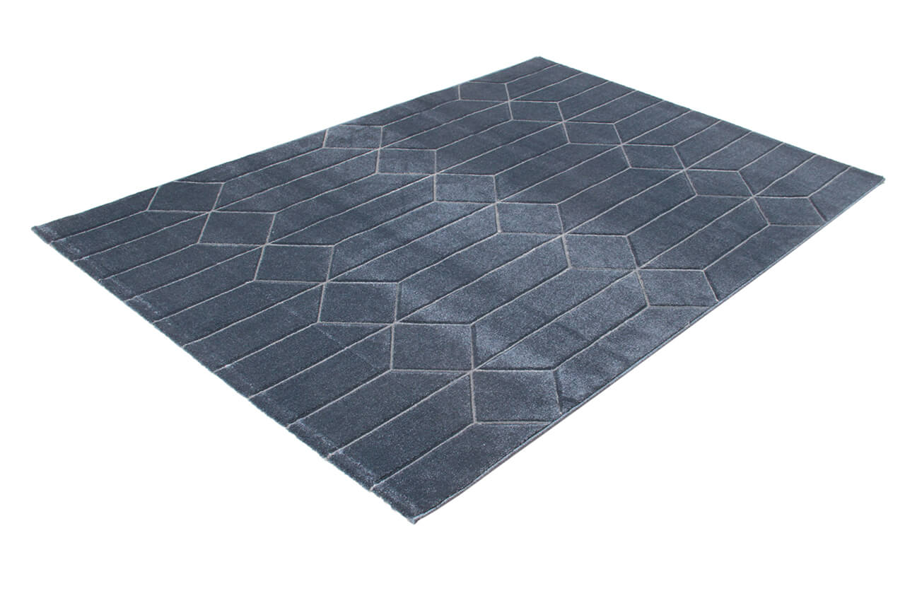 Tappeto Moderno Handcarved Blu Marino Navy - Antiscivolo | Ideale per Soggiorno, Camera da letto, Sala da Pranzo