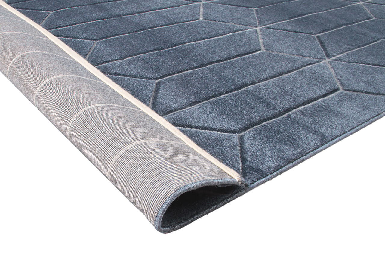 Tappeto Moderno Handcarved Blu Marino Navy - Antiscivolo | Ideale per Soggiorno, Camera da letto, Sala da Pranzo