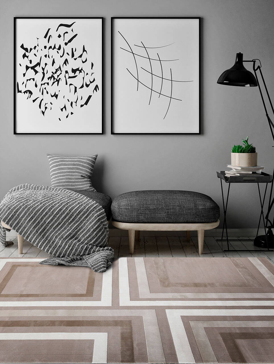 Tappeto Step A Beige - Geometrico Moderno