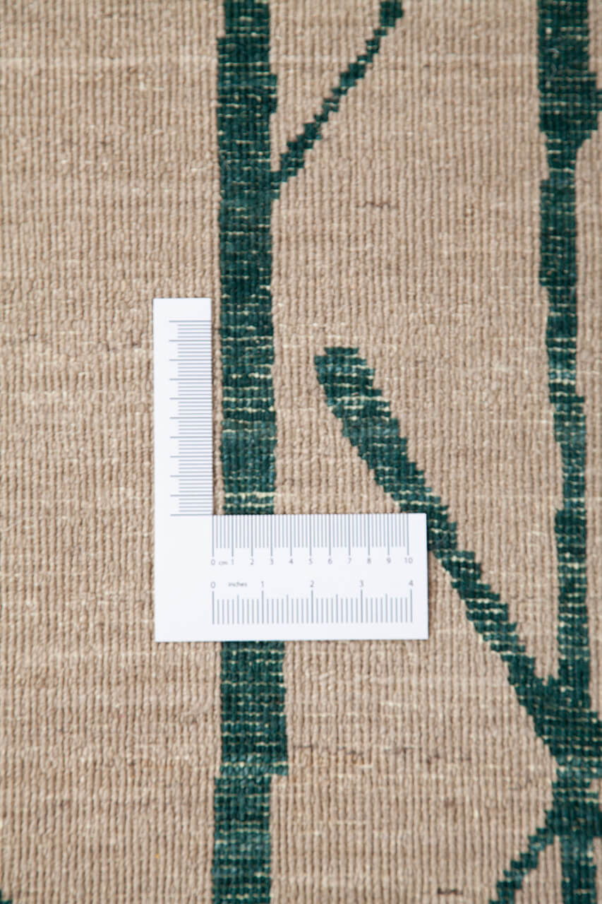 Tappeto Berbero Moderno in pura Lana Bianco Verde fatto a mano - Design Esclusivo Elegante