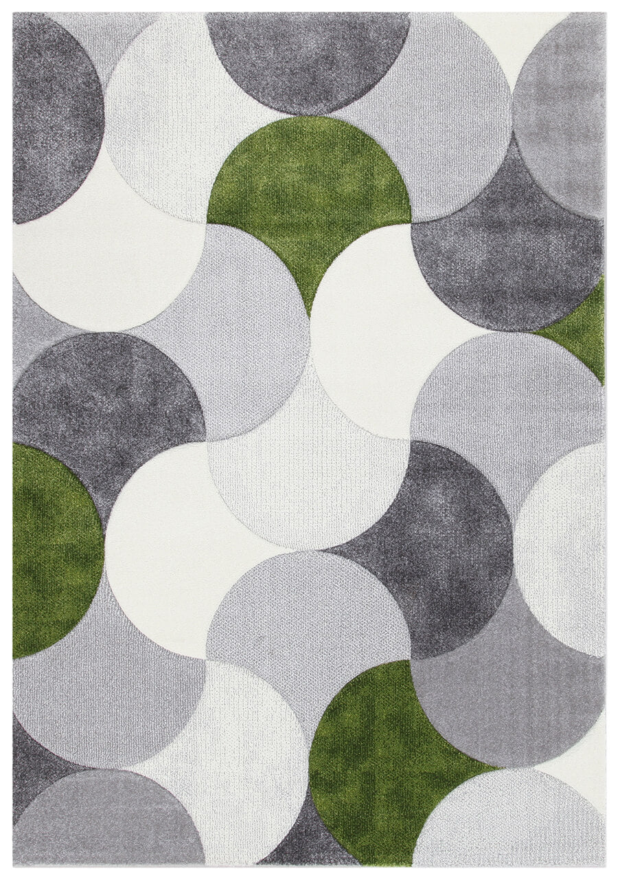 Tappeto Gioia - Antiscivolo - Ideale per Soggiorno e Camera da letto - Bianco/Verde/Grigio