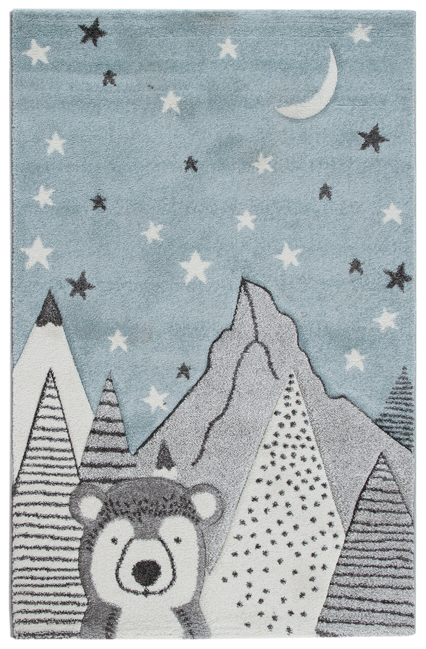 Tappeto Blu per Bambini Orso Polare - Premium Nordic - Ideale per Cameretta - tappeto sicuro e certificato