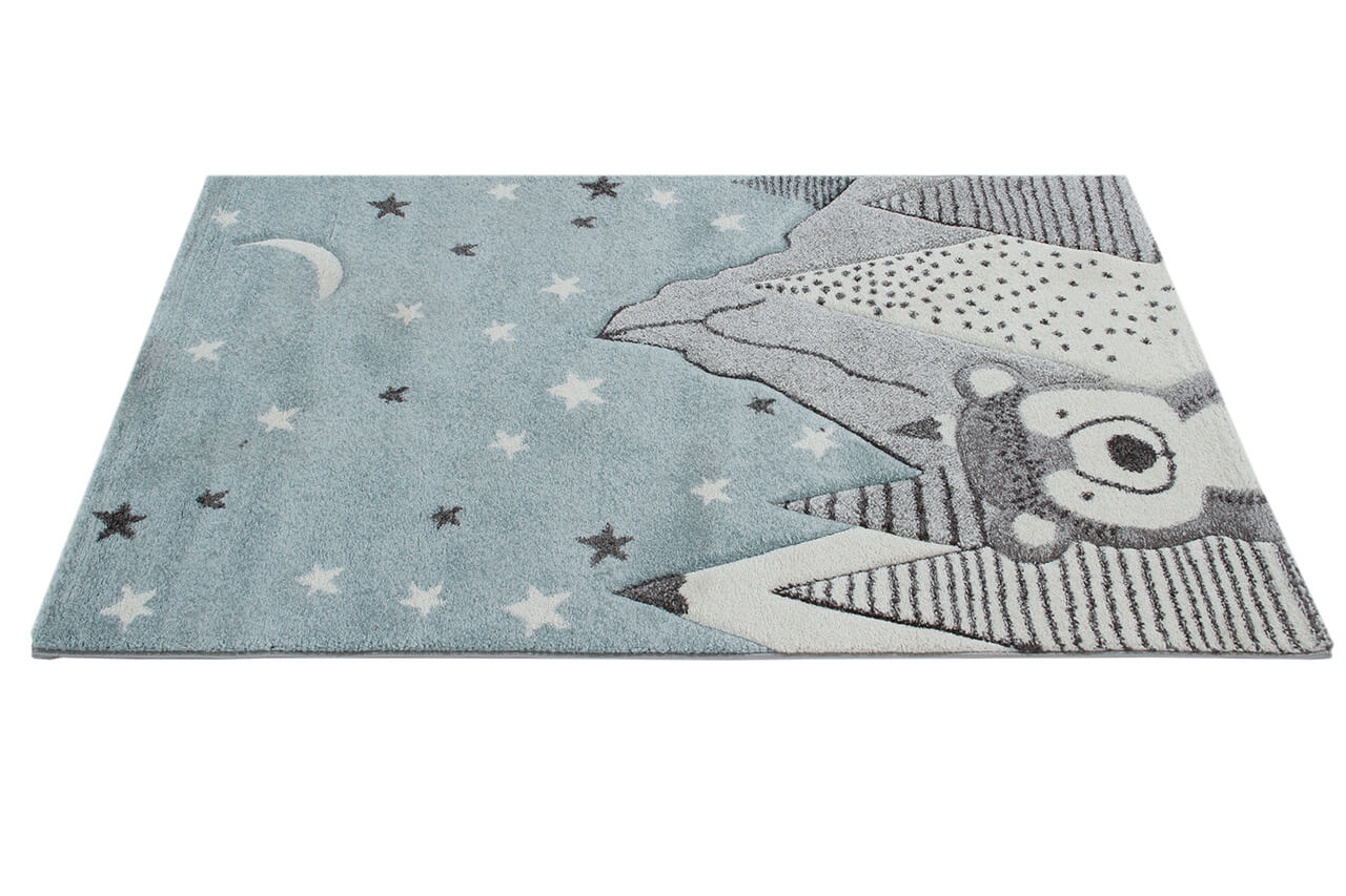 Tappeto Blu per Bambini Orso Polare - Premium Nordic - Ideale per Cameretta - tappeto sicuro e certificato