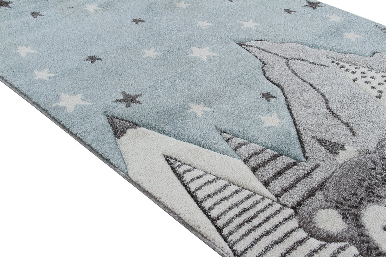 Tappeto Blu per Bambini Orso Polare - Premium Nordic - Ideale per Cameretta - tappeto sicuro e certificato