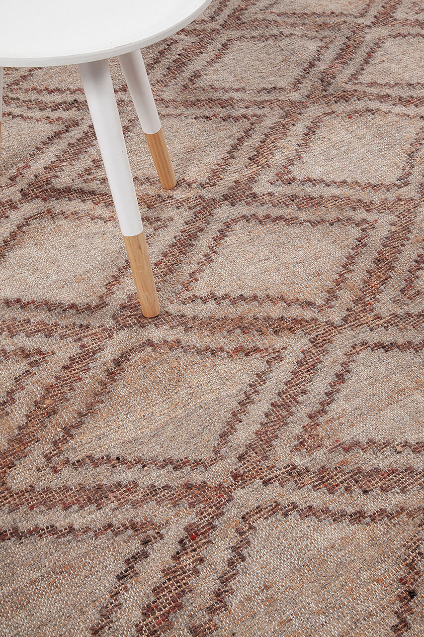 Tappeto in Juta, Lana e Cotone - Istinto B - Fatto a mano - Stile Etnico Tradizionale - Materiali Sostenibili