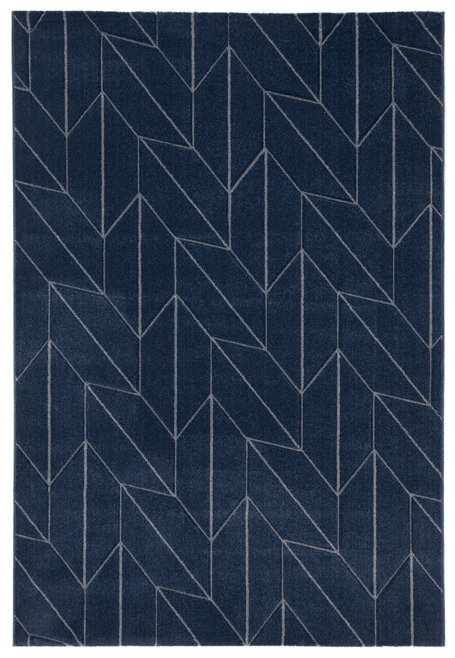 Tappeto Moderno Blu - Handcarved L Navy - Antiscivolo | Design Contemporaneo - Ideale per ogni ambiente