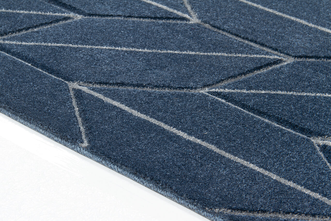Tappeto Moderno Blu - Handcarved L Navy - Antiscivolo | Design Contemporaneo - Ideale per ogni ambiente
