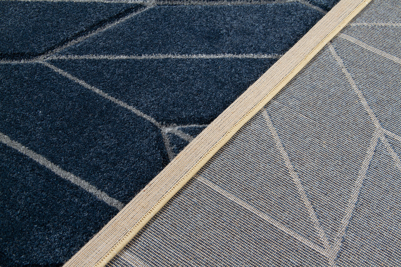 Tappeto Moderno Blu - Handcarved L Navy - Antiscivolo | Design Contemporaneo - Ideale per ogni ambiente