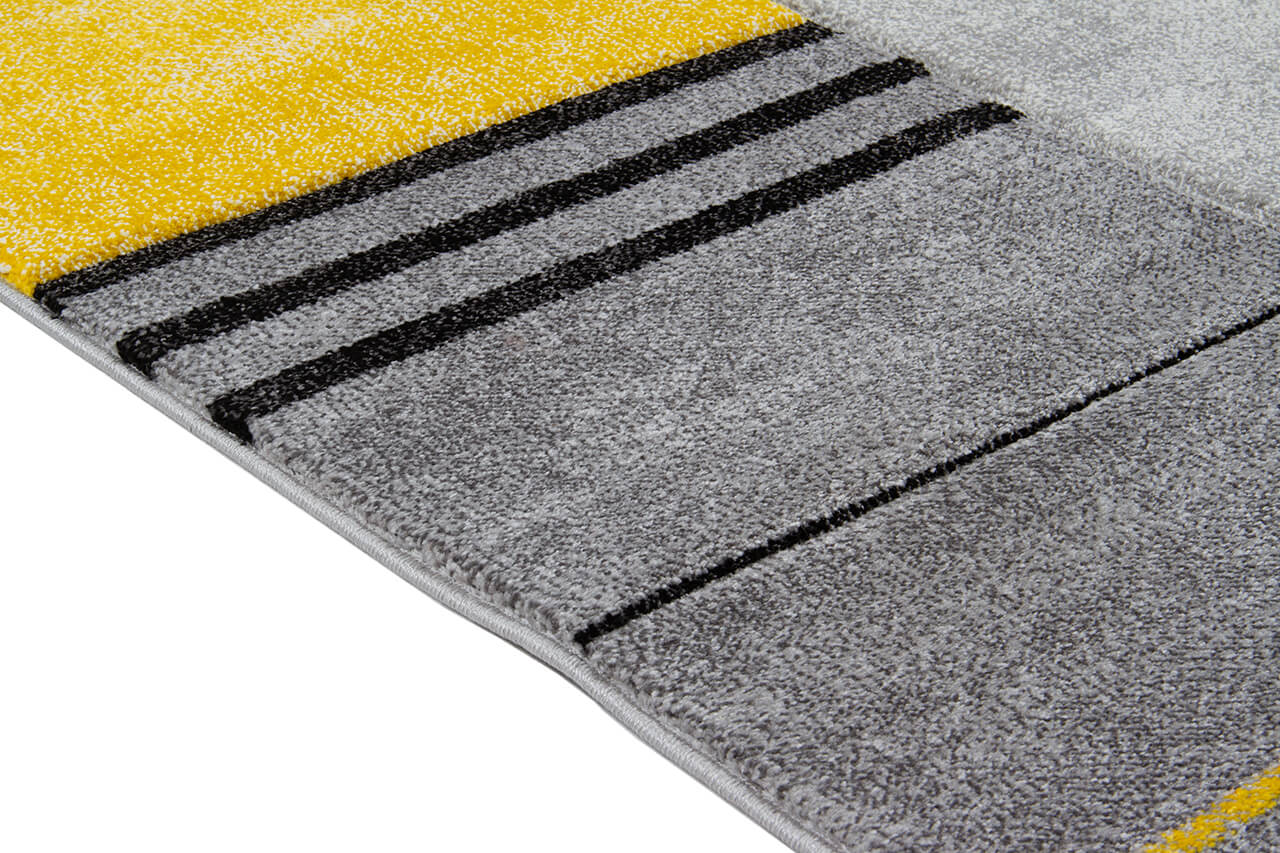 Tappeto Moderno Ray Geometrico - Giallo - Antiscivolo | Ideale per Soggiorno, Camera da Letto, Sala da Pranzo