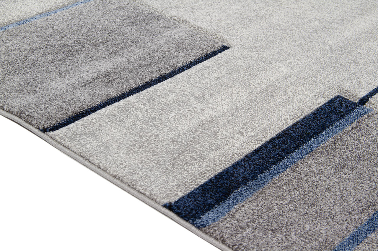 Tappeto Moderno Ray Geometrico - Grigio Blu - Antiscivolo | Ideale per Soggiorno, Camera da Letto, Sala da Pranzo