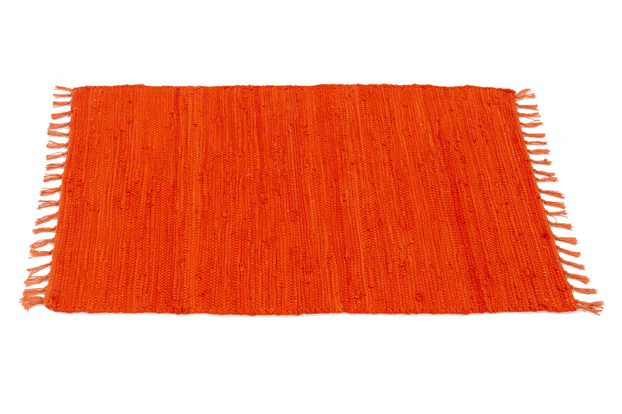 Tappeto Abano Arancione in Cotone - Lavabile in Lavatrice - Ideale per Bagno o Cucina