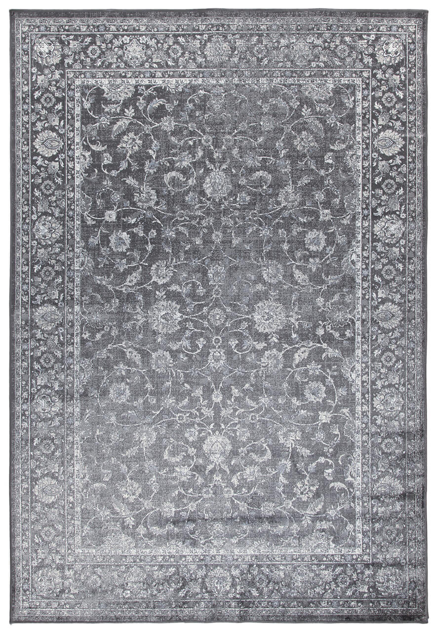 Tappeto Vintage A – Viscosa Effetto Vissuto – Grigio e Nero