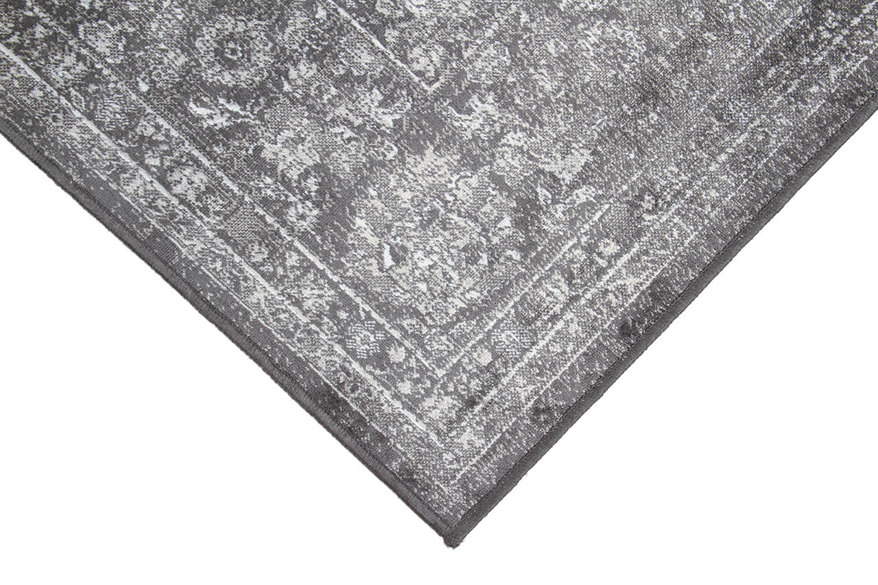 Tappeto Vintage A – Viscosa Effetto Vissuto – Grigio e Nero