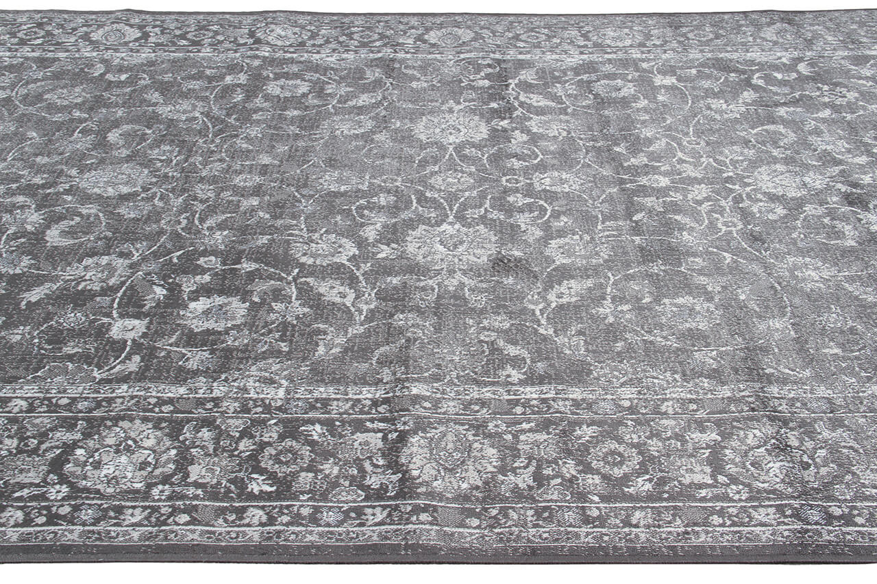 Tappeto Vintage A – Viscosa Effetto Vissuto – Grigio e Nero