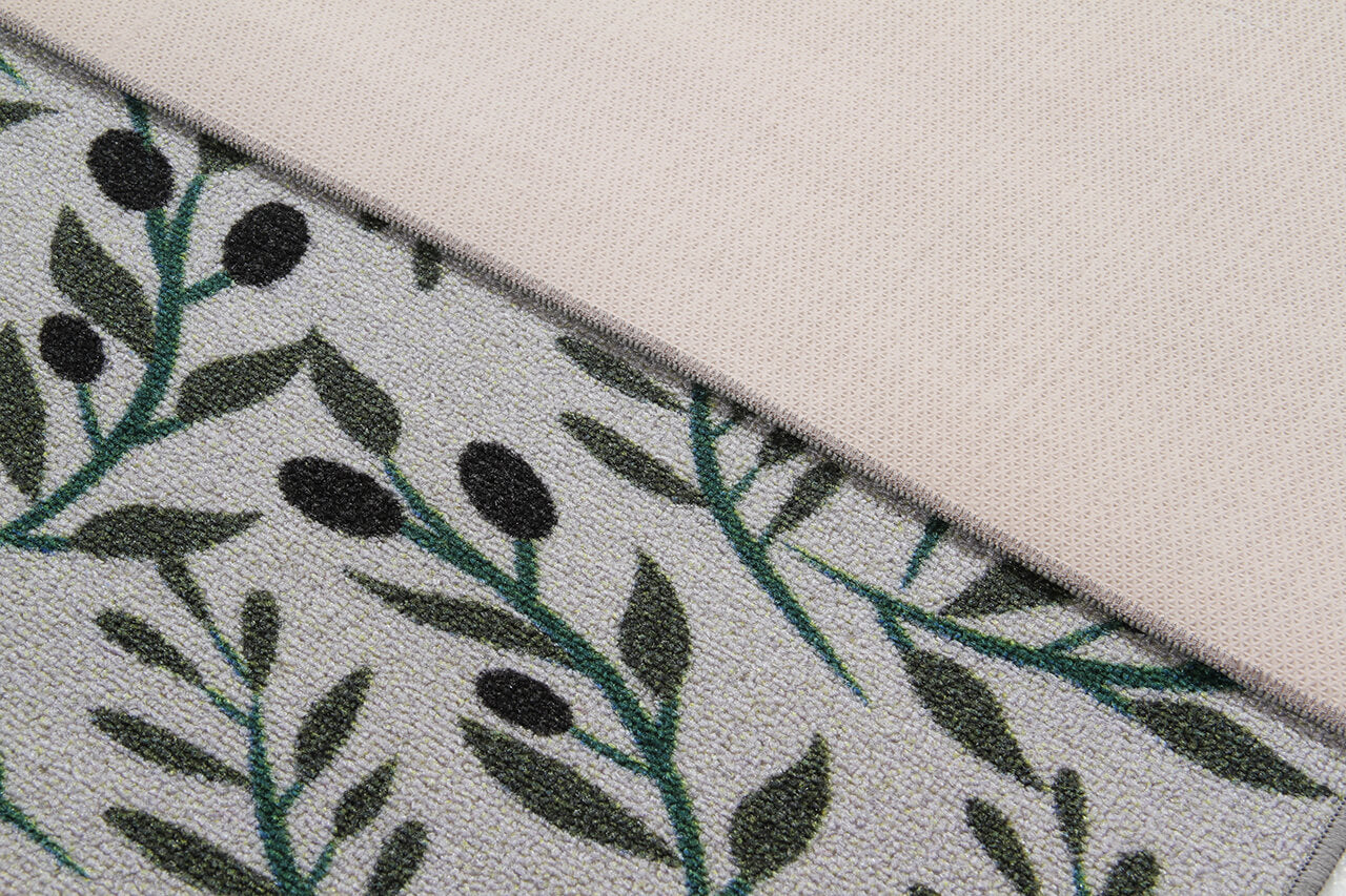 Tappeto Passatoia Cucina OLIVE BRANCH - Disegno Olivo Verde con fondo Antiscivolo | Ideale per Cucina e Bagno